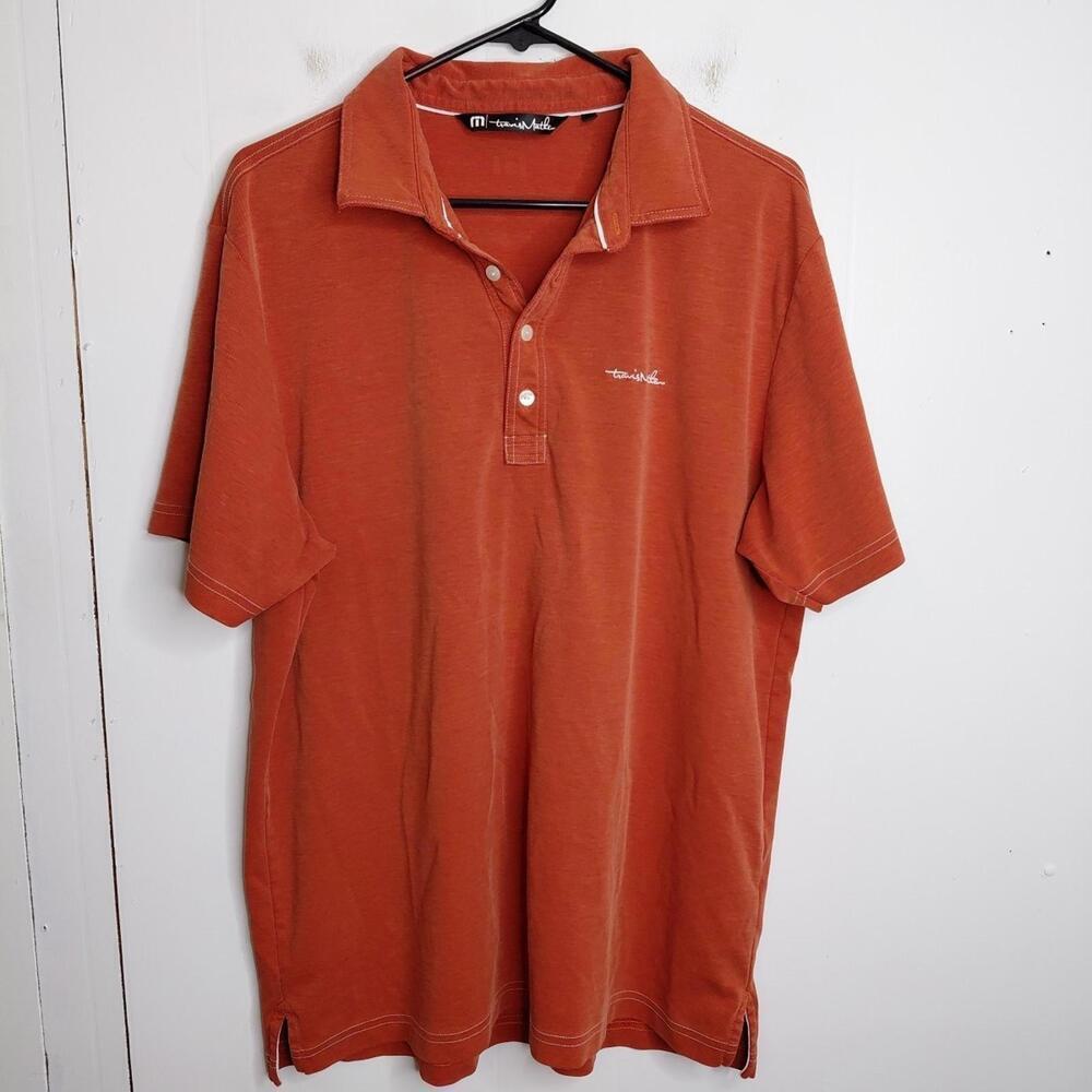 Travis Mathew Shirt Mens Extra Large Short Sleeve Polo Pima Cotton Orange